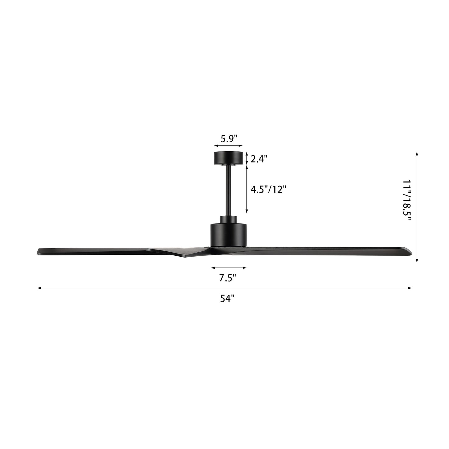 Ventilatore da soffitto interno WINGBO da 54 pollici con motore DC, senza luci - N/A
