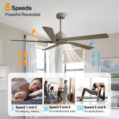 Ventilatore da soffitto interno WINGBO da 54 pollici con motore DC, senza luci - N/A