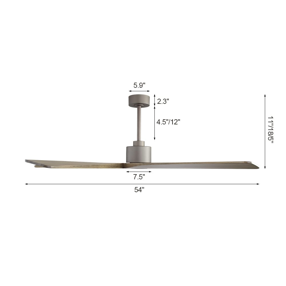 Ventilatore da soffitto interno WINGBO da 54 pollici con motore DC, senza luci - N/A