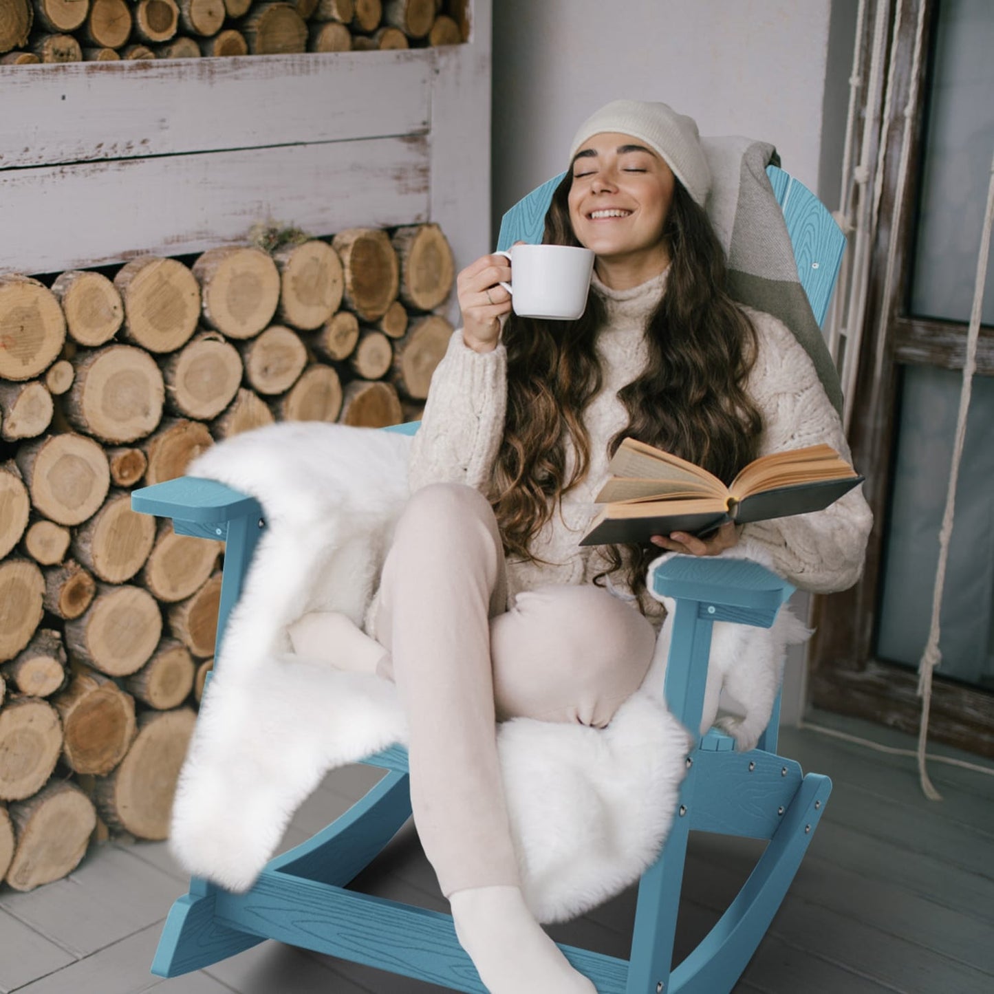 WINSOON Sedia a dondolo da esterno per esterni, resistente alle intemperie, confezione da 2