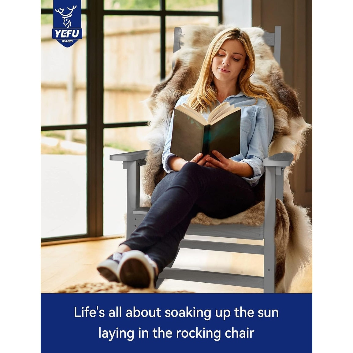 WINSOON Sedia a dondolo da esterno per esterni, resistente alle intemperie, confezione da 2