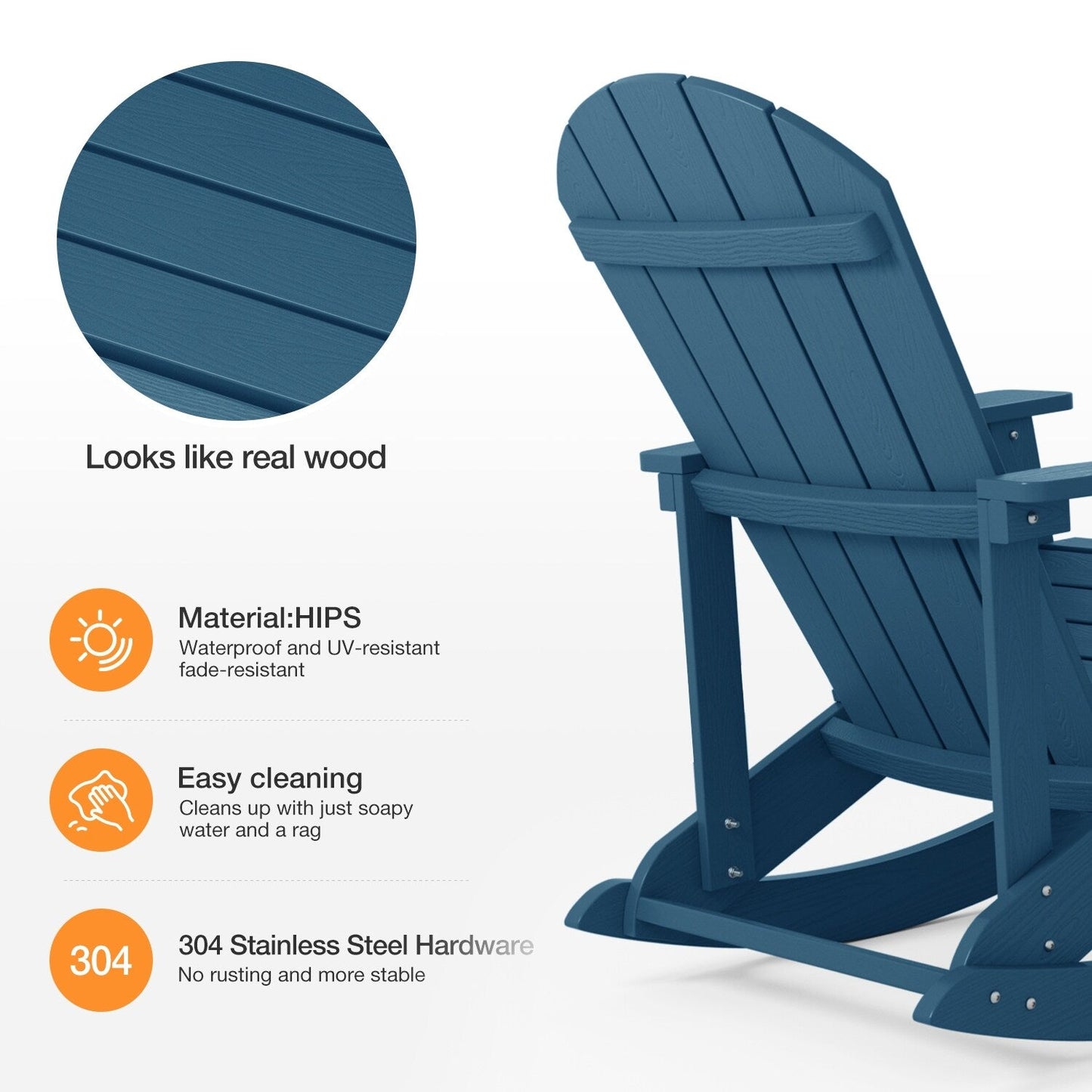 WINSOON Sedia a dondolo da esterno per esterni, resistente alle intemperie, confezione da 2