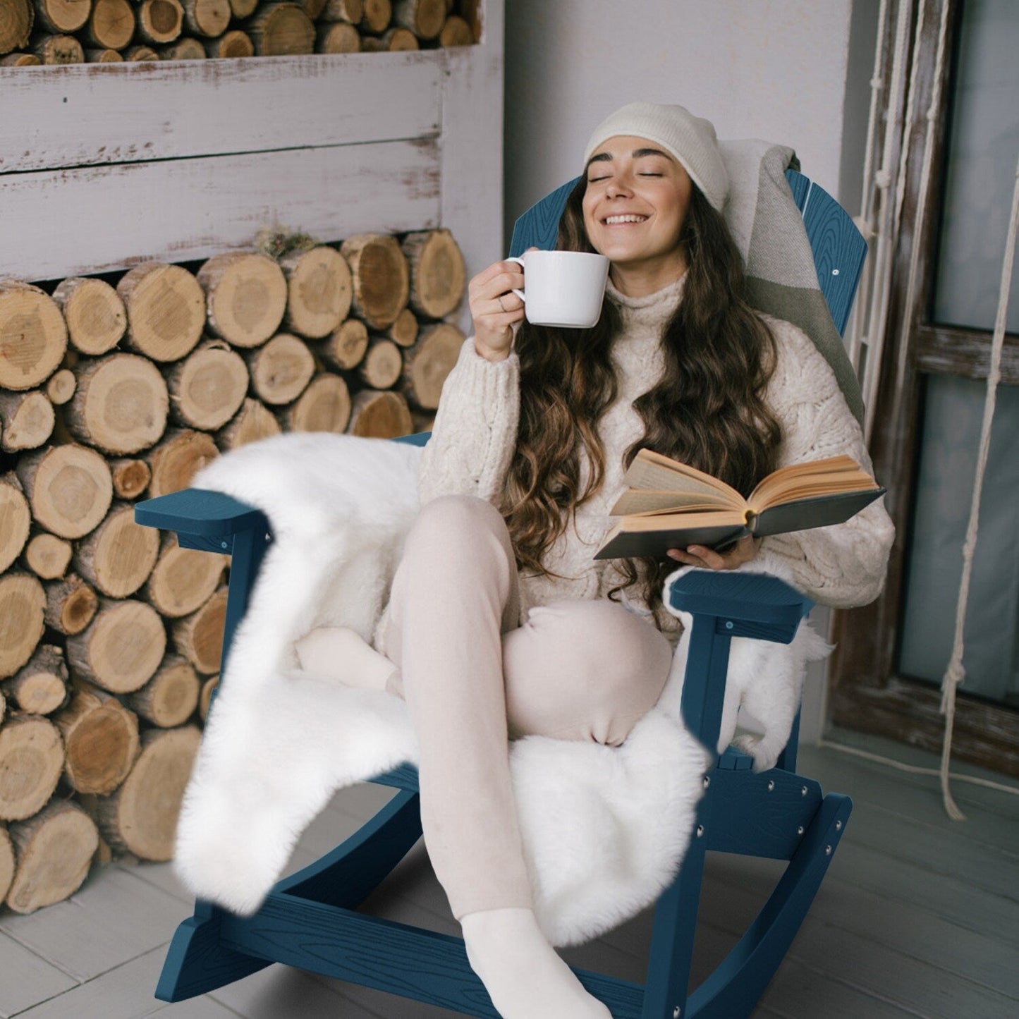 WINSOON Sedia a dondolo da esterno per esterni, resistente alle intemperie, confezione da 2