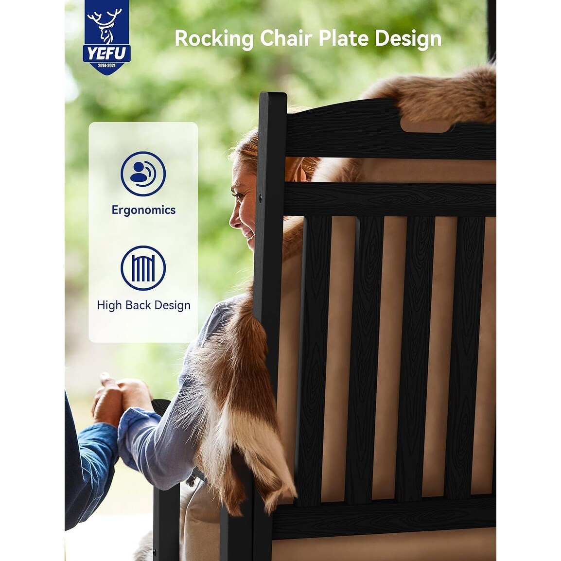 WINSOON Sedia a dondolo da esterno per esterni, resistente alle intemperie, confezione da 2