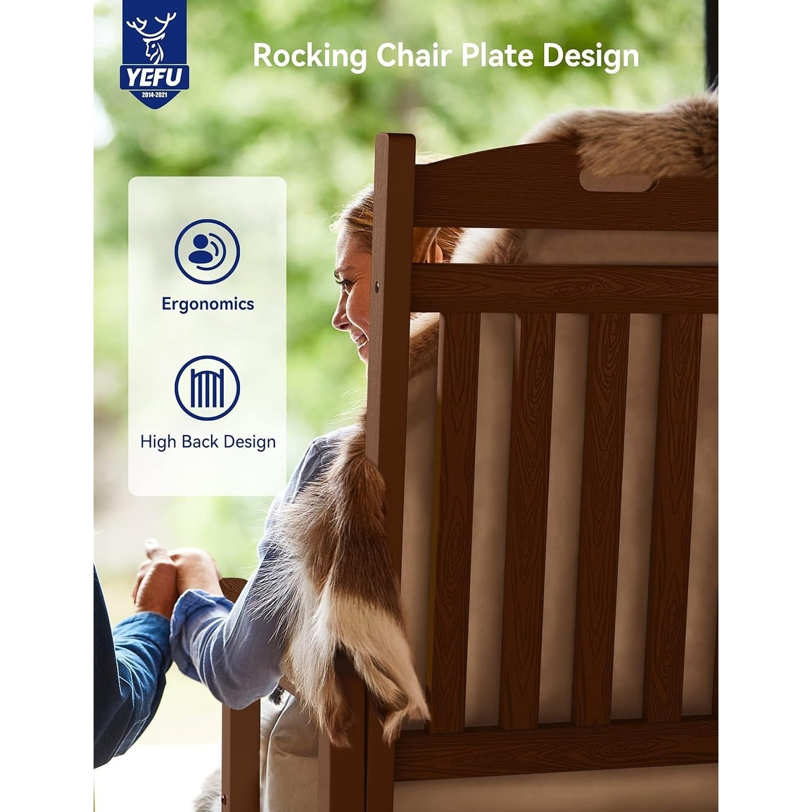 WINSOON Sedia a dondolo da esterno per esterni, resistente alle intemperie, confezione da 2