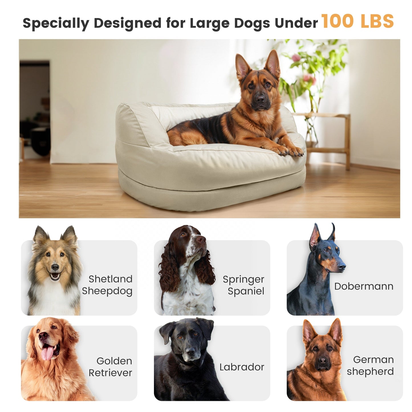 Letto ortopedico in schiuma impermeabile WOWMAX per cani di grossa taglia