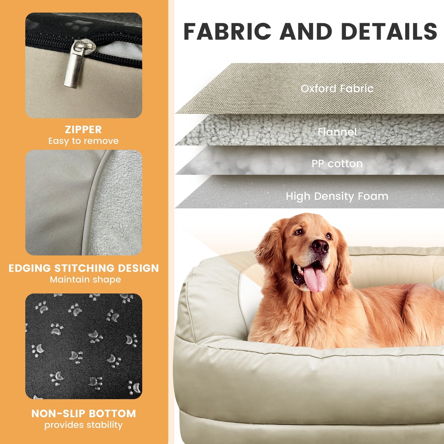 Letto ortopedico in schiuma impermeabile WOWMAX per cani di grossa taglia