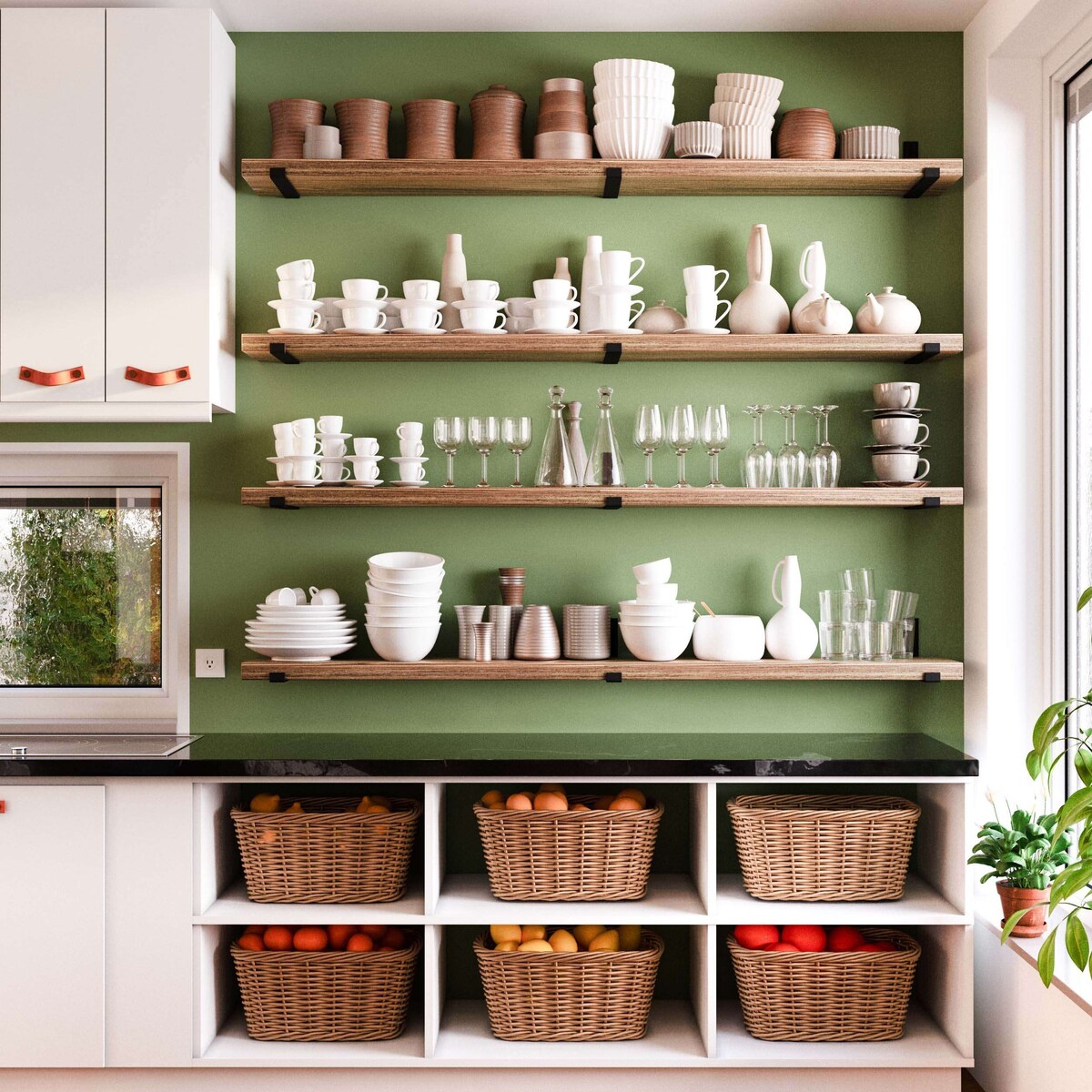 Wallniture Forte, set di 2 mensole a sospensione da 72 pollici, colore bruciato, in legno.