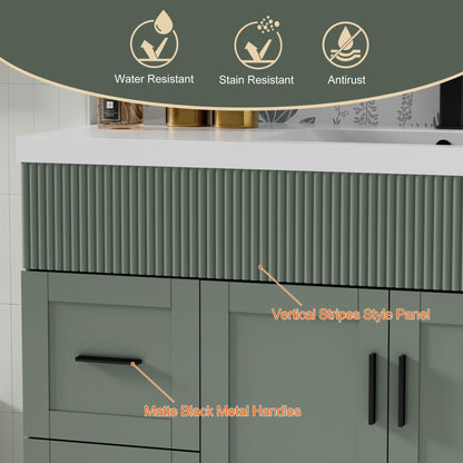 Set per bagno Wavy Line con mobile lavabo e miscelatore, disponibile nelle misure 30/36/48 pollici.