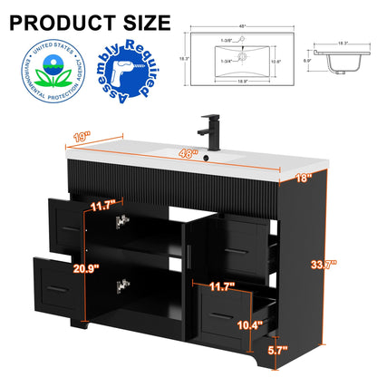 Set per bagno Wavy Line con mobile lavabo e miscelatore, disponibile nelle misure 30/36/48 pollici.