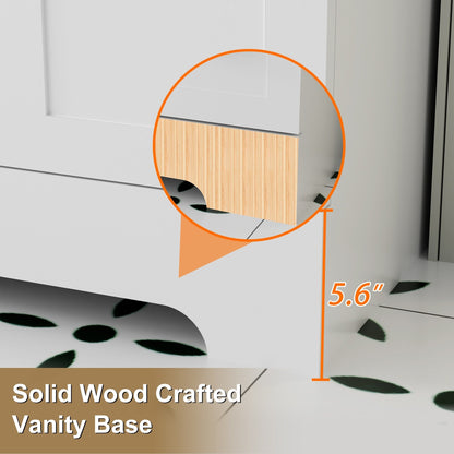 Set per bagno Wavy Line con mobile lavabo e miscelatore, disponibile nelle misure 30/36/48 pollici.