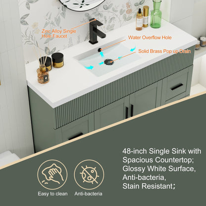 Set per bagno Wavy Line con mobile lavabo e miscelatore, disponibile nelle misure 30/36/48 pollici.