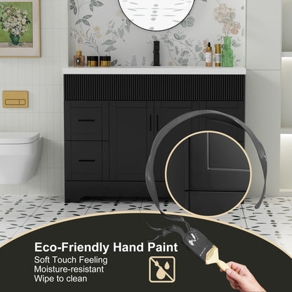 Set per bagno Wavy Line con mobile lavabo e miscelatore, disponibile nelle misure 30/36/48 pollici.