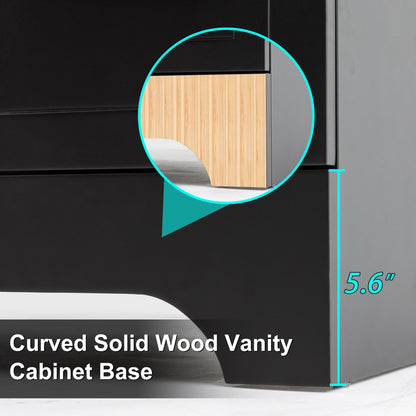 Set per bagno Wavy Line con mobile lavabo e miscelatore, disponibile nelle misure 30/36/48 pollici.