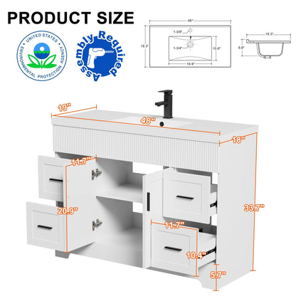 Set per bagno Wavy Line con mobile lavabo e miscelatore, disponibile nelle misure 30/36/48 pollici.