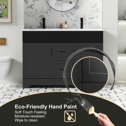 Set per bagno Wavy Line con mobile lavabo e miscelatore, disponibile nelle misure 30/36/48 pollici.