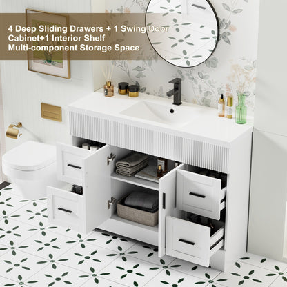 Set per bagno Wavy Line con mobile lavabo e miscelatore, disponibile nelle misure 30/36/48 pollici.