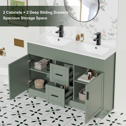 Set per bagno Wavy Line con mobile lavabo e miscelatore, disponibile nelle misure 30/36/48 pollici.