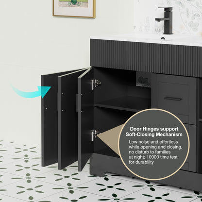 Set per bagno Wavy Line con mobile lavabo e miscelatore, disponibile nelle misure 30/36/48 pollici.