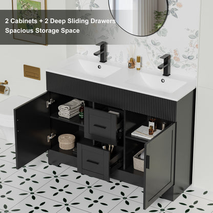 Set per bagno Wavy Line con mobile lavabo e miscelatore, disponibile nelle misure 30/36/48 pollici.