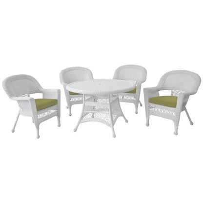 Set da pranzo in vimini intrecciato bianco, 5 pezzi