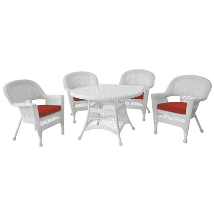 Set da pranzo in vimini intrecciato bianco, 5 pezzi
