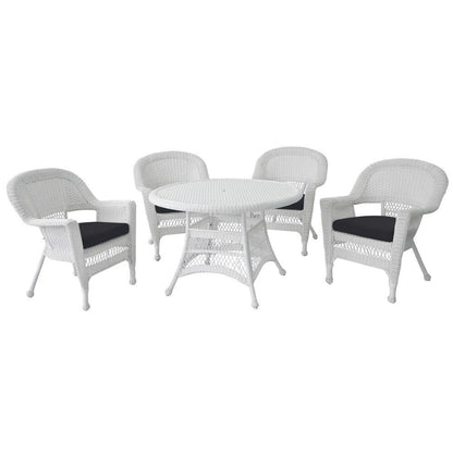 Set da pranzo in vimini intrecciato bianco, 5 pezzi