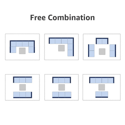 Set di divani componibili da esterno in vimini/acciaio con cuscini, 7 pezzi