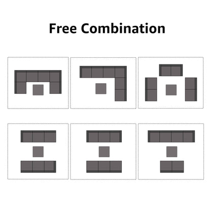 Set di divani componibili da esterno in vimini/acciaio con cuscini, 7 pezzi