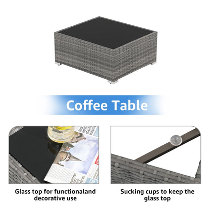 Set di divani componibili da esterno in vimini/acciaio con cuscini, 7 pezzi