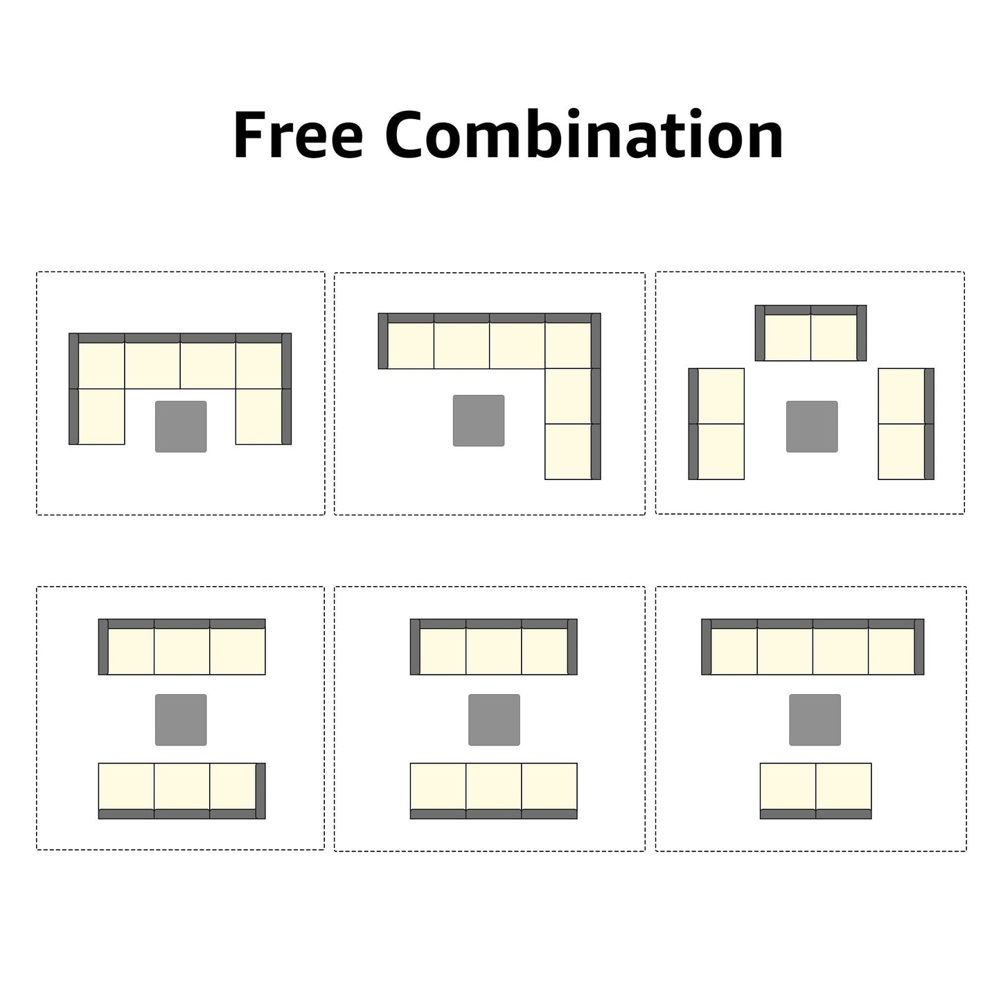 Set di divani componibili da esterno in vimini/acciaio con cuscini, 7 pezzi