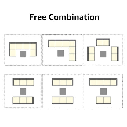 Set di divani componibili da esterno in vimini/acciaio con cuscini, 7 pezzi