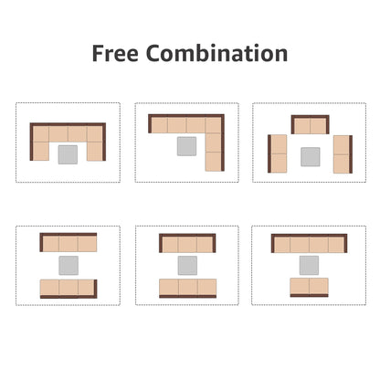 Set di divani componibili da esterno in vimini/acciaio con cuscini, 7 pezzi