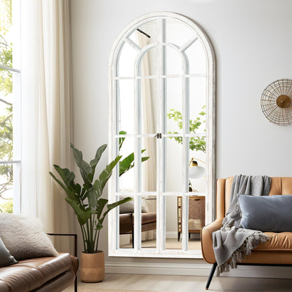 Specchio a finestra con cornice in legno ad arco, 180 cm (L) x 79 cm (A)
