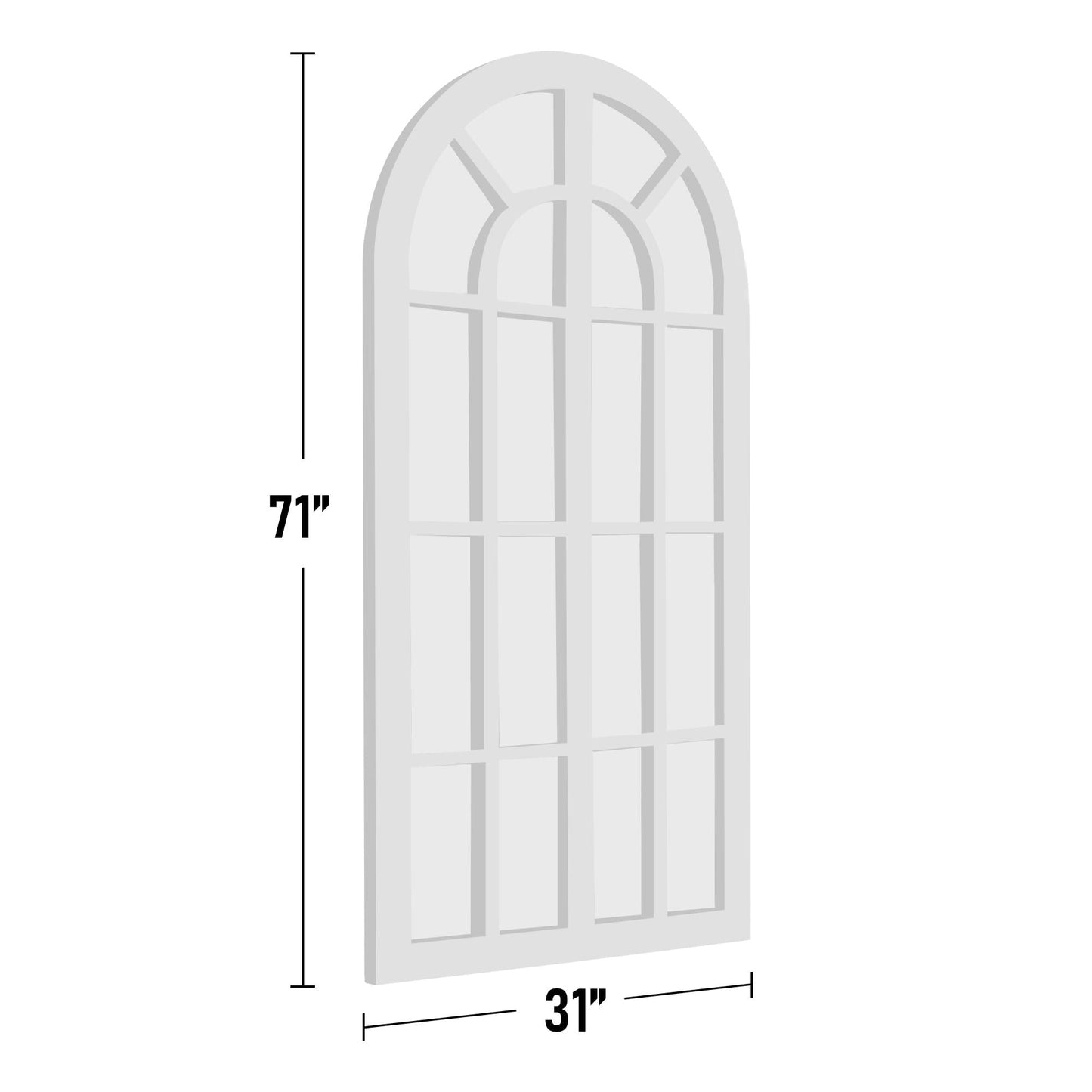 Specchio a finestra con cornice in legno ad arco, 180 cm (L) x 79 cm (A)