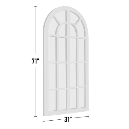 Specchio a finestra con cornice in legno ad arco, 180 cm (L) x 79 cm (A)