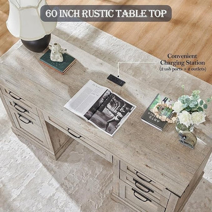 Scrivania da ufficio in stile farmhouse da 60 pollici, scrivania da ufficio in legno, scrivania per computer.