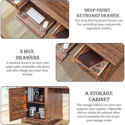 Scrivania da ufficio in stile farmhouse da 60 pollici, scrivania da ufficio in legno, scrivania per computer.