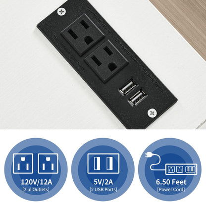 Cassettiera in legno con stazione di ricarica, mobile, a scomparti laterali, chiudibile a chiave, adatta per documenti di formato A4, lettera e legale.