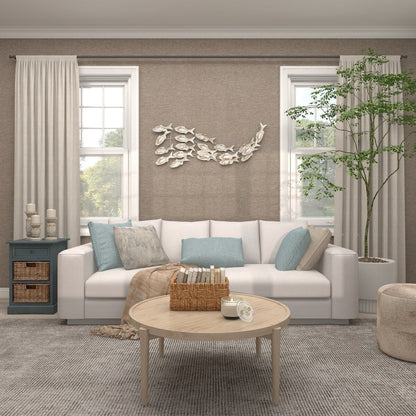 Decorazione murale per la casa a forma di pesce in legno, realizzata a mano, con effetto anticato marrone - Bianco - Roche River Decor