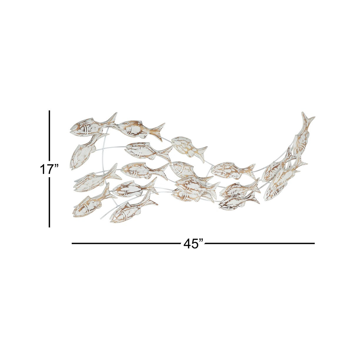 Decorazione murale per la casa a forma di pesce in legno, realizzata a mano, con effetto anticato marrone - Bianco - Roche River Decor