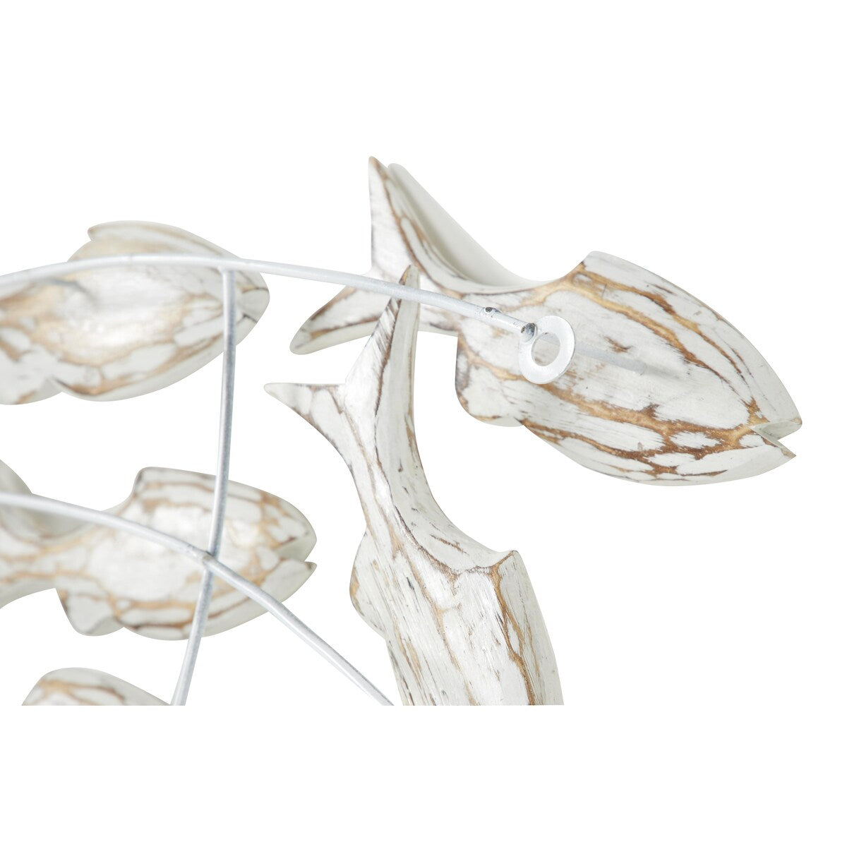 Decorazione murale per la casa a forma di pesce in legno, realizzata a mano, con effetto anticato marrone - Bianco - Roche River Decor