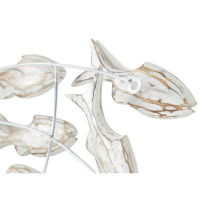 Decorazione murale per la casa a forma di pesce in legno, realizzata a mano, con effetto anticato marrone - Bianco - Roche River Decor