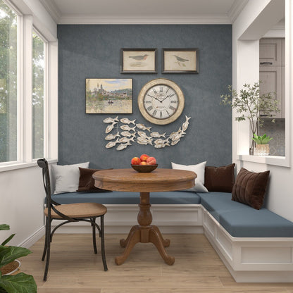 Decorazione murale per la casa a forma di pesce in legno, realizzata a mano, con effetto anticato marrone - Bianco - Roche River Decor