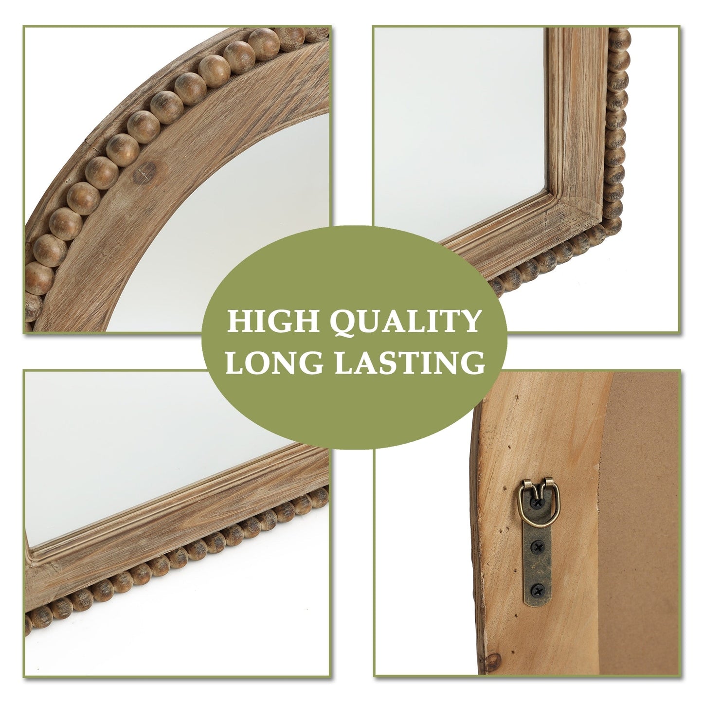 Specchio da parete con cornice in legno a forma di arco, specchio da bagno - 39,25 H x 25,87 L x 1,5 P