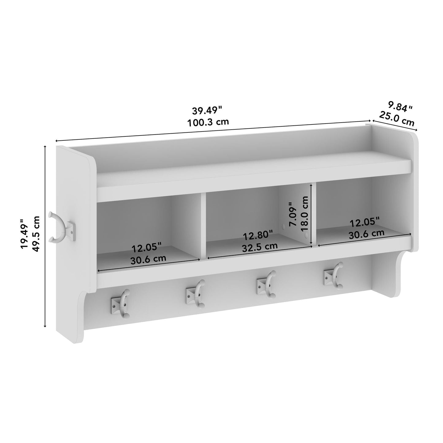 Portaombrelli da parete Woodland da 40 pollici con ripiano di Bush Furniture