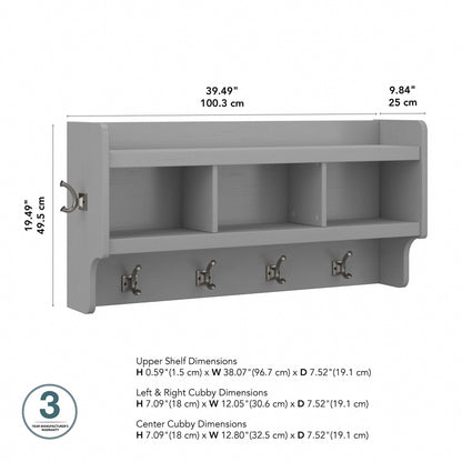 Portaombrelli da parete Woodland da 40 pollici con ripiano di Bush Furniture