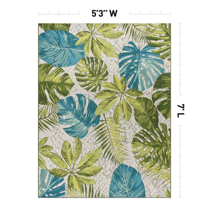 Tappeto decorativo da interno/esterno World Rug Gallery, modello Contemporary Tropical Floral.