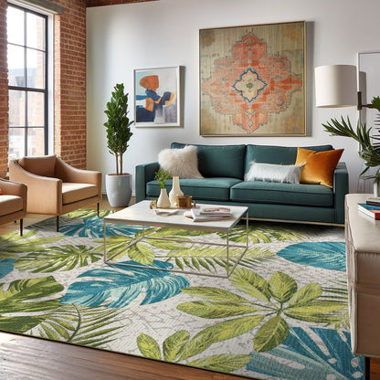 Tappeto decorativo da interno/esterno World Rug Gallery, modello Contemporary Tropical Floral.