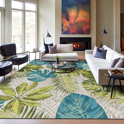 Tappeto decorativo da interno/esterno World Rug Gallery, modello Contemporary Tropical Floral.